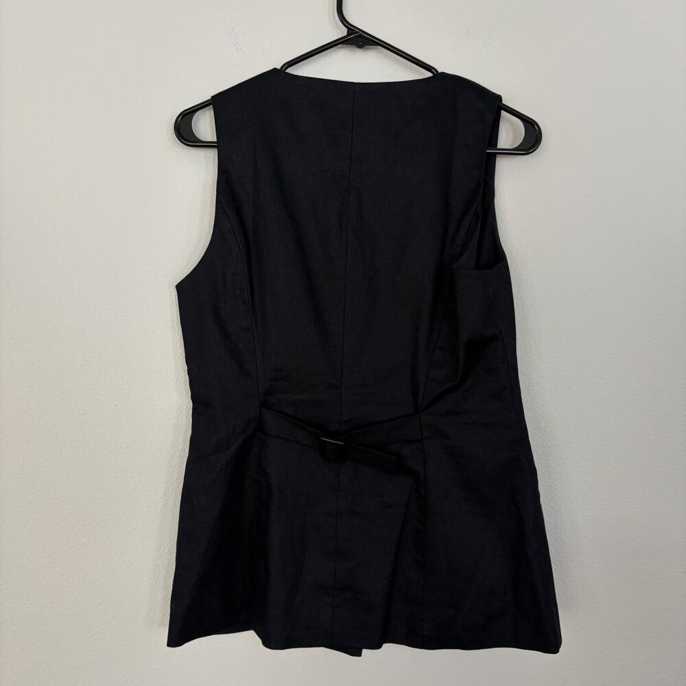 Banana Republic Factory Black Linen Blend Long Cutaway Vest (S) - Picture 6 of 7